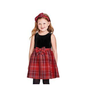 The Children's Place Red and Black Plaid Formal Dress 14 girl